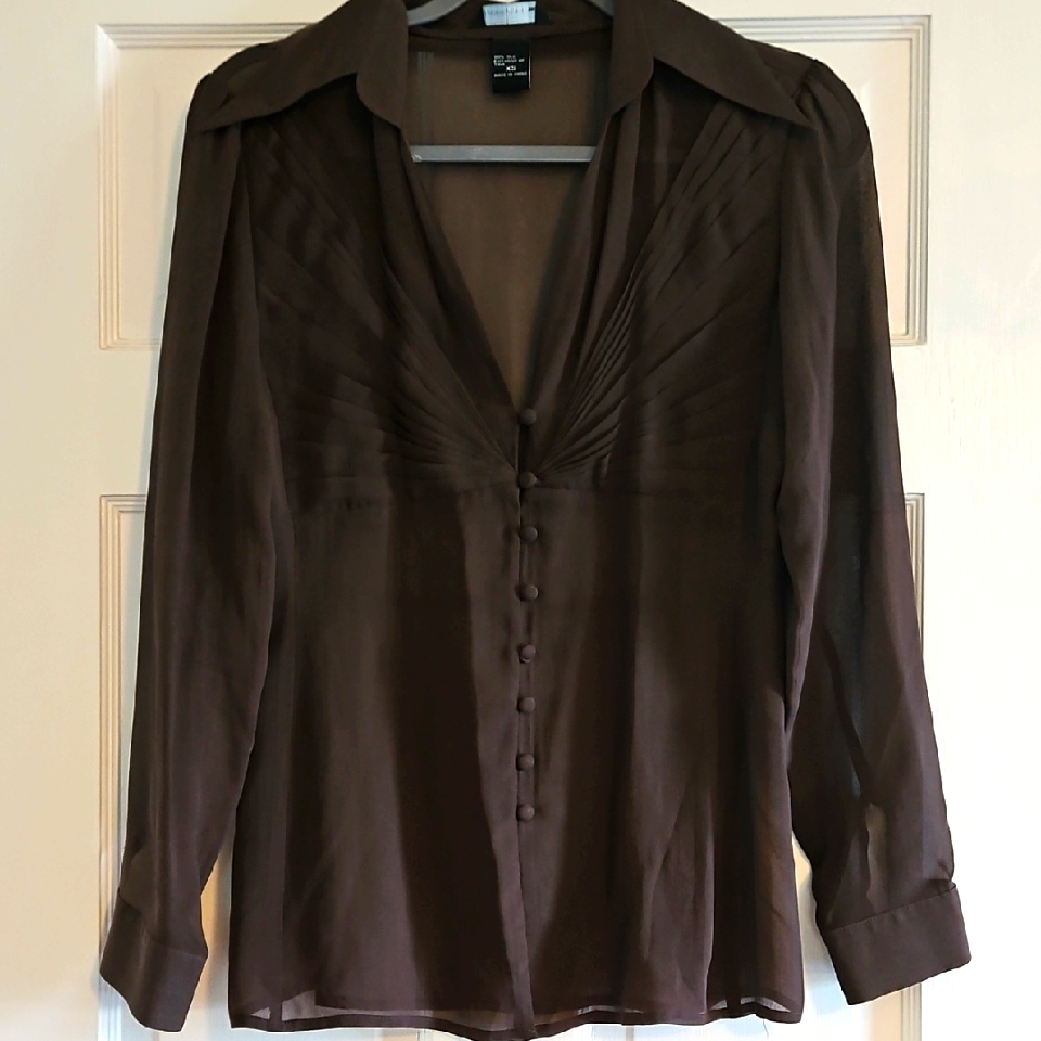 Moda International Victoria Secret Silk Blouse Rich Brown Size Xs